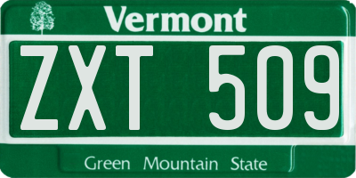 VT license plate ZXT509