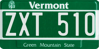VT license plate ZXT510