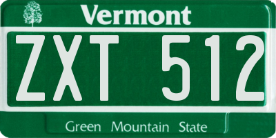 VT license plate ZXT512