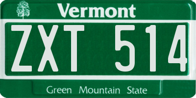 VT license plate ZXT514