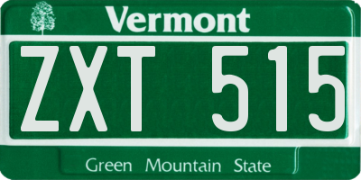 VT license plate ZXT515