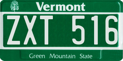 VT license plate ZXT516