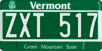 VT license plate ZXT517