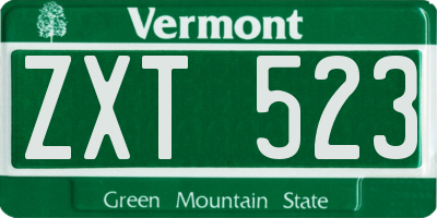 VT license plate ZXT523
