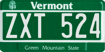 VT license plate ZXT524