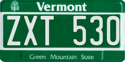 VT license plate ZXT530
