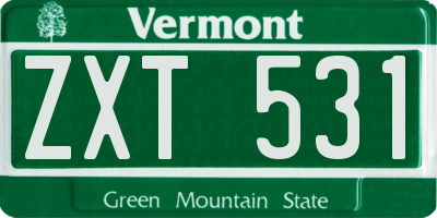 VT license plate ZXT531