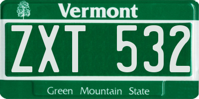 VT license plate ZXT532