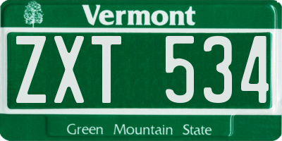 VT license plate ZXT534
