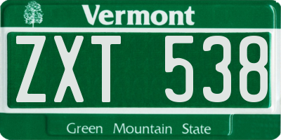 VT license plate ZXT538
