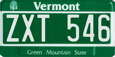 VT license plate ZXT546