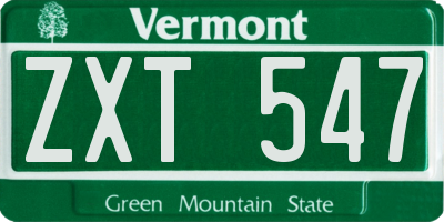 VT license plate ZXT547