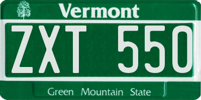 VT license plate ZXT550