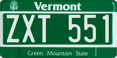 VT license plate ZXT551