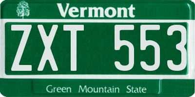 VT license plate ZXT553