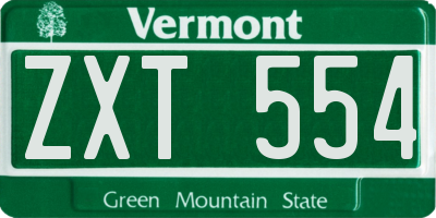 VT license plate ZXT554