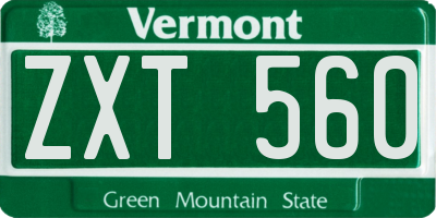 VT license plate ZXT560