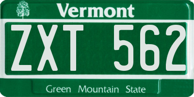 VT license plate ZXT562