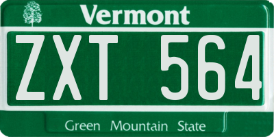 VT license plate ZXT564