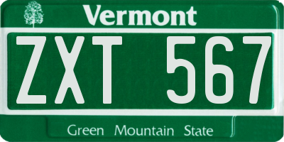VT license plate ZXT567