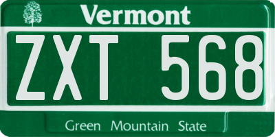VT license plate ZXT568