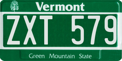 VT license plate ZXT579