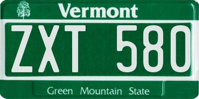 VT license plate ZXT580