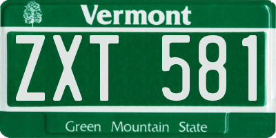 VT license plate ZXT581