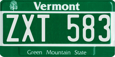 VT license plate ZXT583