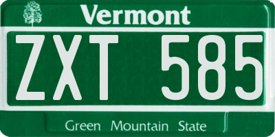 VT license plate ZXT585
