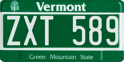 VT license plate ZXT589