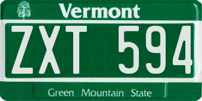 VT license plate ZXT594