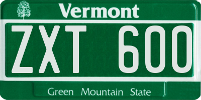 VT license plate ZXT600
