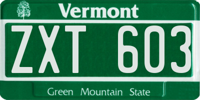 VT license plate ZXT603