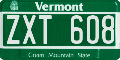 VT license plate ZXT608