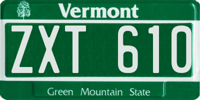 VT license plate ZXT610