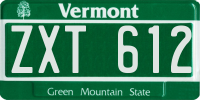 VT license plate ZXT612