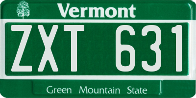 VT license plate ZXT631