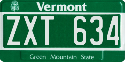 VT license plate ZXT634