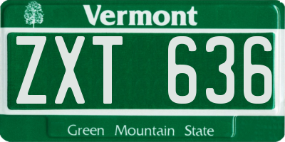 VT license plate ZXT636