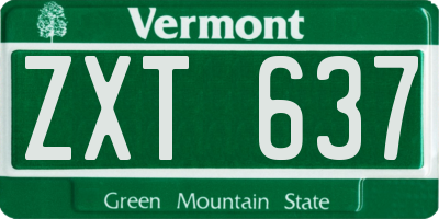 VT license plate ZXT637