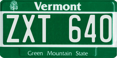 VT license plate ZXT640