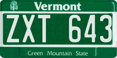 VT license plate ZXT643