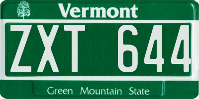 VT license plate ZXT644