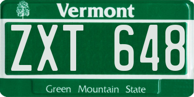 VT license plate ZXT648