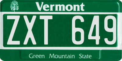 VT license plate ZXT649