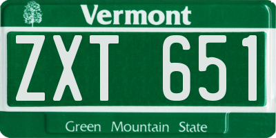 VT license plate ZXT651