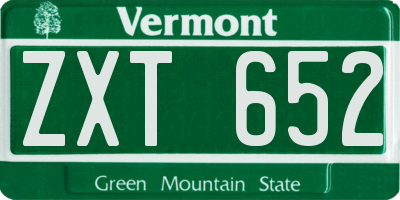 VT license plate ZXT652