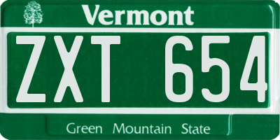 VT license plate ZXT654