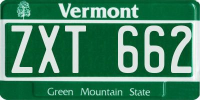 VT license plate ZXT662
